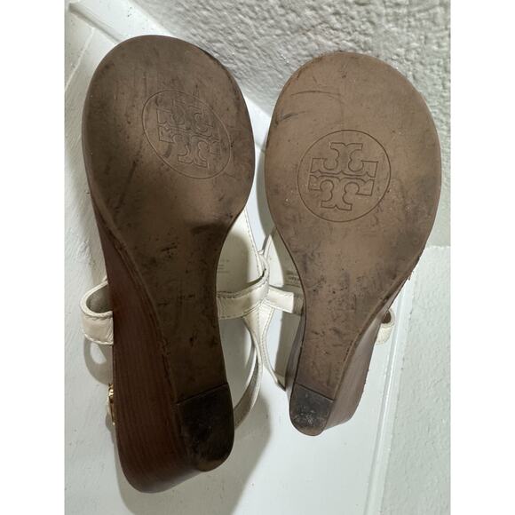 Tory Burch Womens White Leather Thong Wedge Sandals Size Unknown - Picture 4 of 6